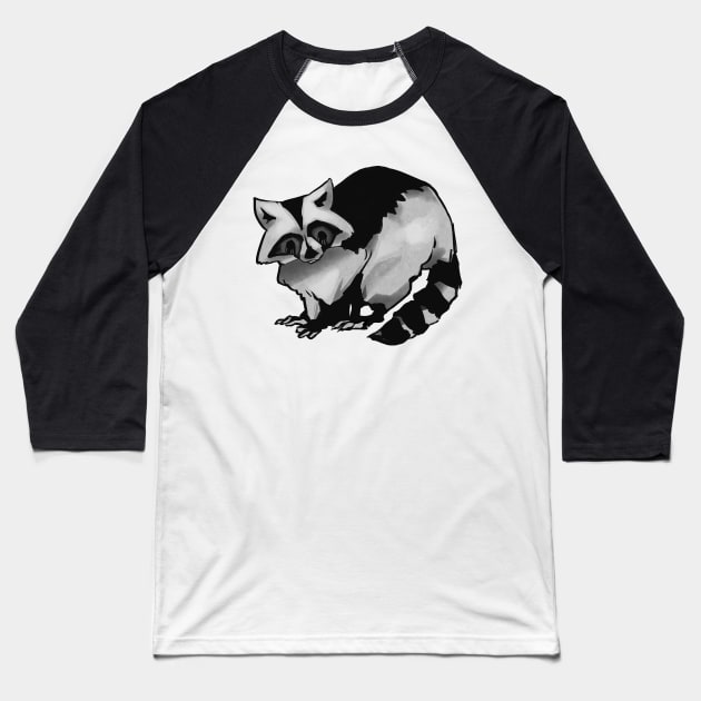 Cartoony Doomed Raccoon Baseball T-Shirt by EveryAny